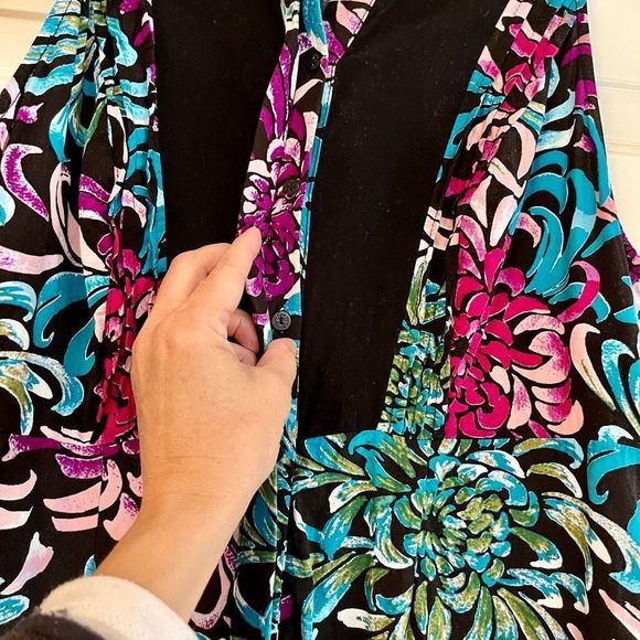 Nicole by Nicole Miller MIDI Floral Sleeveless Dress Buttons Halfway Size 16 - Picture 3 of 9